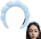 Paifeancodill Makeup Headband for Women, Mimi and Co Spa Headband Skincare Headband, Solid Color Spong Headband Hair Bands, Fabric Headband Hair Accessories for Skincare Makeup Removal Shower Skincare (Blue)