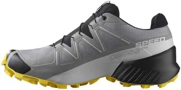 Salomon Men's SPEEDCROSS GORE-TEX Trail Running Shoes for Men, Sharkskin / Black / Lemon, 10.5