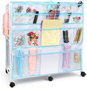 Lconvicely Craft Cart with Wheels - 40 Storage Pockets - Portable Organizer for Arts & Craft Supplies - Spacious, Easy to Move - Perfect Art Cart Organizer for Kids, Creative Projects, Home Education