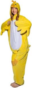 OLAOLA Yellow Duck Adult Onesie, Unisex Animal Onesies, Plus Cosplay Pajamas One Piece Sleepwear Halloween Costume, Medium