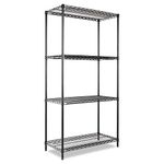Alera SW503618BL Wire Shelving Starter Kit, 4 Shelves, 36w x 18d x 72h, Black