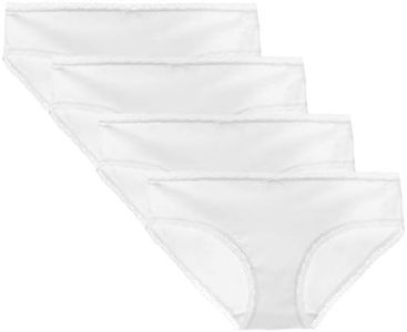 LIQQY Women's Cotton Underwear Hipster Lace Trim Breathable Ladies Panties Soft Moisture Wicking for Daily Wear Multipack (White, X-Large)