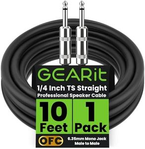 GearIT Professional Speaker Cable (10ft) 12AWG Pure Copper 1/4 inch to 1/4 inch TS Straight Male to Male for Amplifier, Speaker Cabinet, PA and DJ Audio