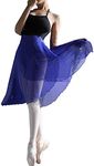 Hoerev Women Girls Adult Sheer Wrap Skirt Ballet Skirt Ballet Dance Dancewear,RoyalBlue,S