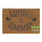 JVL Eco-Friendly Expression Latex Backed Coir Entrance Door Mat , Happiness Design