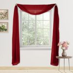 Elegant Comfort Luxury 55" Width x 216" Length 1 Panel Solid Curtain Sheer Voile Scarf for Ceremony Backdrop, Wedding Arch, Kids Bedroom, Decorative Swag, 1 Piece, Burgundy