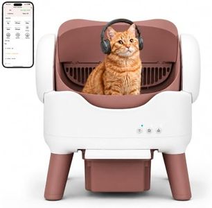 RPZ Automatic Cat Litter Box with APP Control, Open-top Design, 360° Safety Sensors, Self Cleaning Cat Litter Box for Multiple Cats, Litter Mat & 2 Rolls Refill Bags Included
