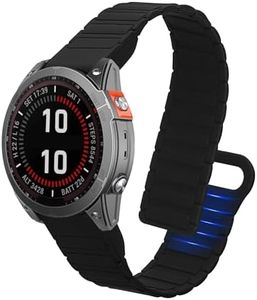kwmobile Strap Compatible with Garmin Fenix 8 47mm / Fenix E 47mm / Fenix 7/7 Pro/EPIX 2 - Silicone Magnetic Closure - 5.5-8.7 inches (14-22 cm) - Black