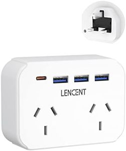 LENCENT AU to UK Plug Adaptor, Singapore Travel Power Adapter with 2 Outlets 4 USB Charger, UK Outlet Adaptor for Ireland England Scotland Kenya Dubai London British Irish Hong Kong (Type G)