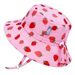 Jan & Jul Sun Protection Toddler Swim Hat Girl, with Strap (M: 6-24 Months, Pink Strawberry)