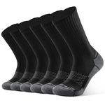 Closemate Mens Socks Black Grey Moisture Wicking Cushion Athletic Crew Socks Women Cotton Calf Socks for Sport Running Hiking Hockey Work 6 Pairs(6 Black Grey, Size M)