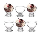 GK Global Kitchen Glass Dessert Bowls Sundae Ice Cream Set of 6 Short Stemmed Prawn Cocktail Glasses Appetiser Fruit Salads Pudding Dishes Footed Dessert Sundae Cocktail Bowls