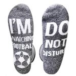 Dekzked Football Fan Calf-length Socks 6-11,Do Not Disturb I'm Watching Football Socks,Novelty Gift for Men Women Teenager(One Size, Football01-Grey)