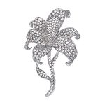 EVER FAITH Rhinestone Crystal Orchid Brooch Pin, Vintage Inspired Flower Teardrop Brooch for Women Clear Silver-Tone