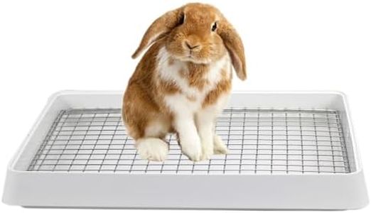 PODOO Rabbit Large Litter Box, Guinea Pig Training Pan Cage with Toilet Tray, Ideal for Rats, Ferret, Bunny Small and Medium Animals (Large + Extra Large Steel Holes Grids)