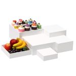 6 Pack Acrylic Display Boxes Cube Riser, Food Display Stands for Party Buffet Risers White Cake Stand Acrylic Square Food Display Set Dessert Table Display Nesting Riser Jewelry Display Holder