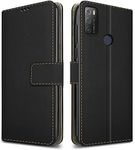 PIXFAB For Alcatel 1S 2021 Leather Phone Case, Magnetic Closure Full Protection Book Folio Design, Wallet Case Cover [Card Slots] and [Kickstand] For Alcatel 1S 2021 (6.52") - Black