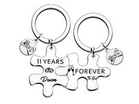 HULALA 5th 6th 9th 10th 11th 15th 20th 25th 30th 35th 40th 45th 50th Wedding Anniversary Matching Keyrings Gifts For Husband Wife Couple Parents Forever To Go Keychains (11 years)