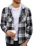 COOFANDY Men's Flannel Hoodie Plaid Shirt Long Sleeve Button Down Casual Shirt Jacket Lightweight Fall Winter Shacket