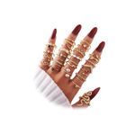 KISS WIFE Gold Silver Stackable Knuckle Rings Set for Women, Boho Trendy Dainty Cute Sparkling Aesthetic Midi Rings Pack,Crystal Rhinestone Pearl Costume Jewelry, Metal, Rhinestone