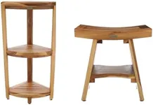 EcoDecors Snazzzy Corner Shelf Stool with Serenity Shower Stool