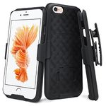 Apple iPhone 6 Case, iPhone 6s Case, Black Swivel Slim Belt Clip Holster Protective Case, Defender Cover with Swivel Locking Belt Clip [Kickstand] for iPhone 6/iPhone 6s (Holster Shell Combo) - Black