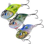 HANDING 3PCS Rattling Lipless Crankbait, Bass Fishing Lure for Freshwater and Saltwater, Fast Sinking, Mustad Hook, Angler's Gift, for Crappie Trout, 3/8oz, 1/2oz and 1oz