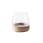 DCQRY Clear Glass Bubble Bowl Glass Planter Hydroponic Plant Vase with Detachable Wood Base Unique Fish Tanks Glass Terrarium Container Pot for Plants Home Garden Decor