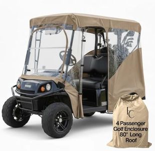 Formosa 4 Person Golf Cart Driveable Enclosure Cover YKK Door Zipper Premium Tight Weave Fabric for 4 Passenger Extended Roof up to 80" L, fits Club Car, EZGo and Yamaha G Model - All Weather (Taupe)