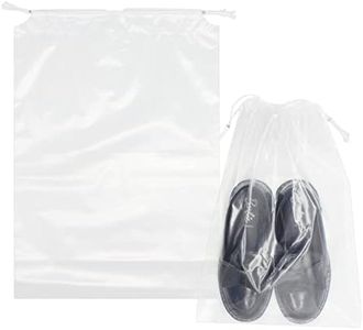 Belinlen 50 Pack 10x14 inch Plastic Travel Drawstring Bags Transparent Shoe Bags for Travel Plastic Bags with Cotton Draw Strings Shoe Dust Bags for Packing and Storing