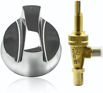 MENSI Propane Natural Brass Hotel Commercial Kitchen Gas Control Valve 0.047" Orifice with Chromed Steel Control Knob Stem Length 1.4"