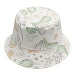 ZLYC Womens Tribal Geometric Graffiti Print Canvas Bucket Hat Fishmen Cap(Dolphin Sea Turtle White)