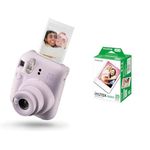 instax mini 12 instant film camera, auto exposure with Built-in selfie lens, Lilac Purple & Fujifilm mini instant film White Border, 20 shot Pack, suitable for all mini cameras and printers