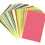 JANYUN 16 Sheets 6528 Pcs Sticky Coloured Dots Round Dot Labels Stickers Self Adhesive Circle Stickers Labels 16 Colors (6mm)