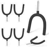 HUHOLE Screw in U Hook, Black Heavy Duty, 6PC, Shovel Holder Wall Mount, U Hooks for Hanging Garden Tools