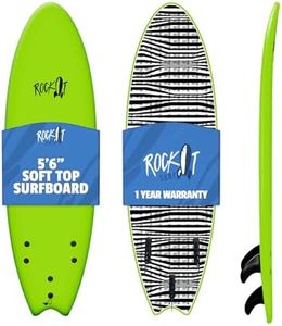 Rock-It Alberto 5ft6 Soft Top Surfboard, Surf Board for Kids, Tabla De Surf, Kids Surfboard, Surfing Board Designed for Beginners - Innovative Design for Safety & Easy to Paddle (Green)