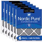 Nordic Pure 18x20x1 MERV 12 Pleated Plus Carbon AC Furnace Air Filters 6 Pack