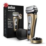 Braun Electric Razor for Men, Waterproof Foil Shaver, Series 9 Pro 9419s, Wet & Dry Shave, with ProLift Beard Trimmer for Grooming, Charging Stand Included, Gold