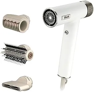 Shark Hair Dryer SpeedStyle RapidGloss Finisher and High-Velocity Dryer, Ionic Hair Blow Dryer with IQ Speed Styling and Drying Suite, No Heat Damage, Best for Straight and Wavy Hair, Silk, HD331