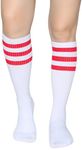 Henwarry Classic Triple Stripes Over the Calf Cotton Retro Tube Socks for Men and Women (A05-Red/White)