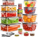 40 PCS Food Storage Containers with Lids Airtight (20 Lids &20 Containers) - JSCARES Leakproof Meal-Prep Containers for Kitchen Storage Reusable Plastic Microwave/Dishwasher Safe (20 Pcs)