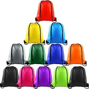 FEPITO Mochilas con cordón Mochila de cuerdas Bolsa a granel Bolsa de cincho Bolsas deportivas para viajar en el gimnasio (11 Colors, 12pcs)