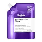 L'Oréal Professionnel Keratin Alpha Sleek Anti-frizz Shampoo, 2 week frizz control & smoothing*, volume control, hydration, instant smoothness & shine for frizzy hair, 500ml Refill