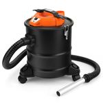 LIGO Ash Vacuum 1000W 15L,Double Filtration, with 3 Swivel Casters,Blowing Funcation, Ash Dust Collector for Pellet Stoves & Wood Stoves,Included HEPA Fliter& Washable Fliter
