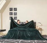 COOVA Oversized King Fleece Blanket 120x100 inches, Soft Cozy Warm Giant Extra Large 10'x8.3' Blanket for Bed, Sofa, Couch,Travel, Camping, California Huge Flannel Big Throw Blanket, Forest Green