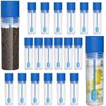 Boisbresil 20Pcs Stool Containers Sample, Plastic Test Tube Cups with Spoon Stool Specimen Cup Blue Cap Cryogenic Test Tube Urine Cups for Laboratory Medical Use School Educational(Blue)