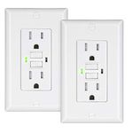 DEWENWILS 15A GFCI Outlet Receptacle, Self-Test GFCI with LED Indicator, Tamper Resistant, Weather Resistant, Decorative Wallplate Included, UL Listed, 2-Pack, White