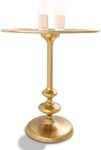 OBJET D'ART Small Round Gold End Table, Rachel Accent, Side, Pedestal, Cocktail and Drink Table for Living Room and Small Spaces, Vintage Metal Brass Style Decor, 23" Height