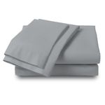 COLOR SENSE 100% Cotton Cool & Crisp Percale Weave Sheets for Full Size Bed - Highly Breathable and Comfortable, 4-Piece Sheet Set (1 Flat Sheet, 1 Fitted Sheet, 2 Pillowcases), (Light Gray)