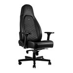 noblechairs ICON Chaise de Gaming - Chaise de Bureau - Cuir Synthétique PU - 150 kg - Inclinable - Coussin de Soutien Lombaire - Design du Siège de Course - Noir